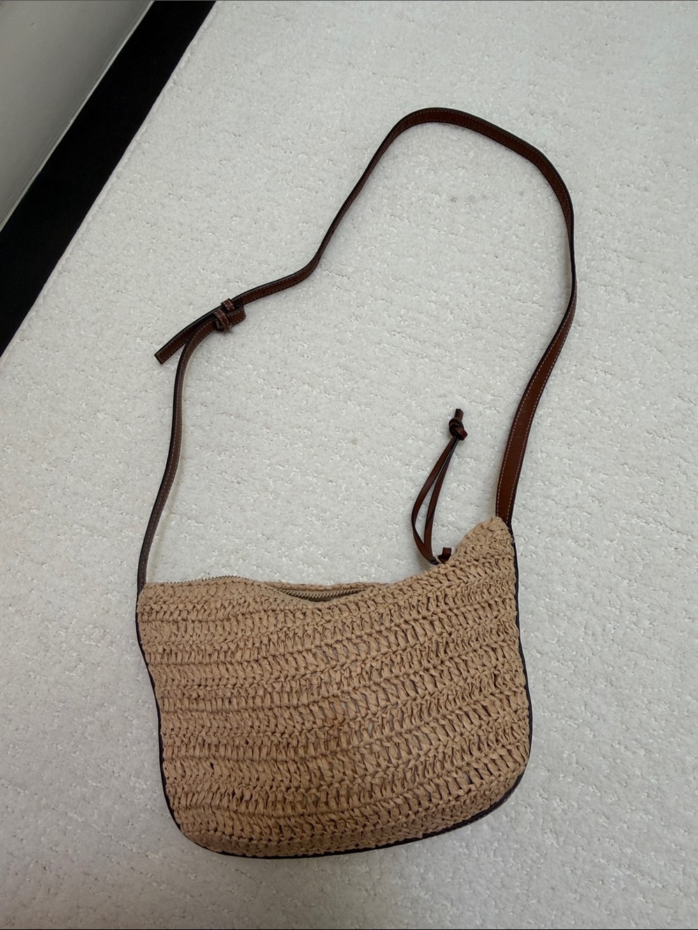 Woven Straw Crossbody Bag in Natural